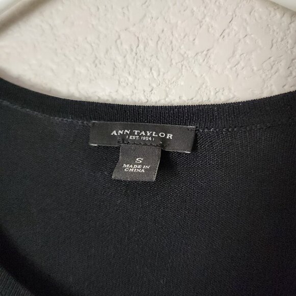 ANN TAYLOR Button front summer cardigan cropped sweater in‎ black size S - Picture 5 of 5